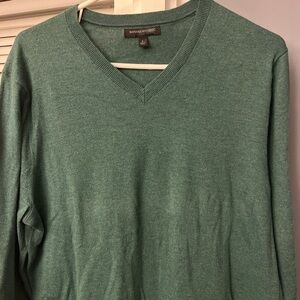 Banana Republic Sweater Men Large Pima Cotton Green V Neck Soft LIghtweight